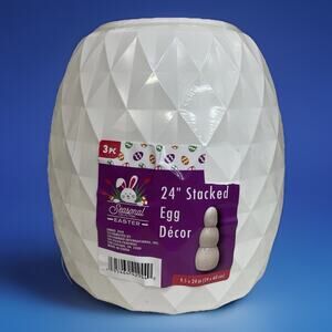 24" Stacked Eggs Easter Blow Mold Decor 3 Pieces White NEW DIY Paintable Sealed